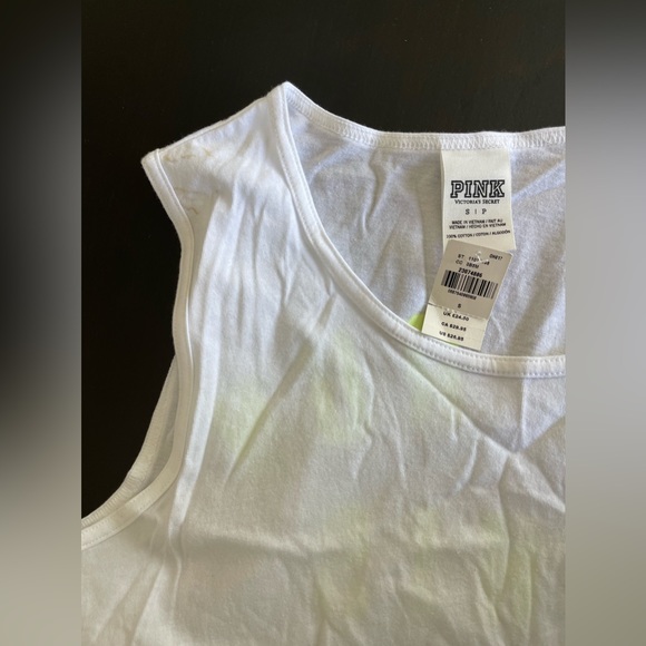 NWT PINK We Run This Beach White Neon Tank Top Sz Small - Picture 5 of 6